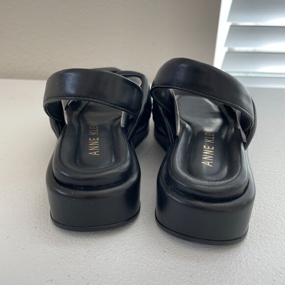 NEW Anne Klein Womens 6M Black Quilted Cross Strap Slingback Sandals - Picture 6 of 8